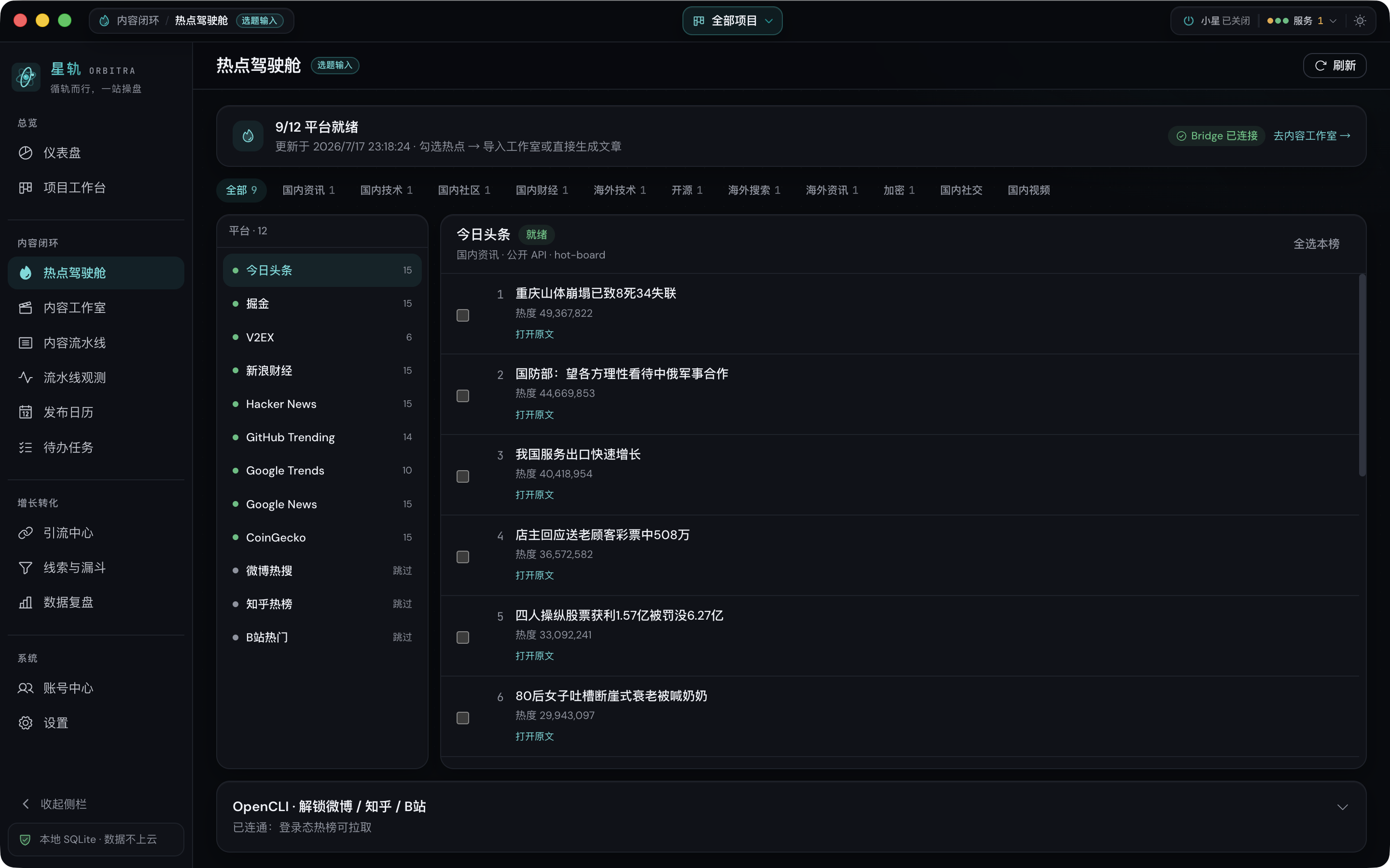 热点驾驶舱